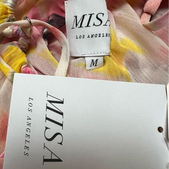 MISA Mariposa Chiffon Floral Babydoll Top Medium Multicolor NEW MSRP $275 - Picture 7 of 8